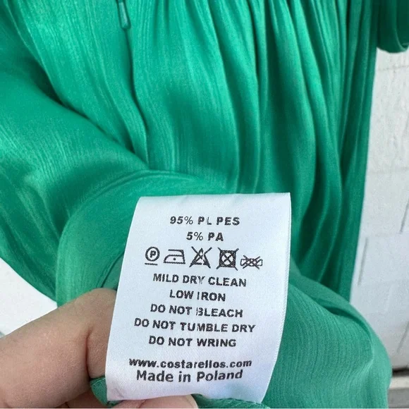 Costarellos Brennie Iridescent Georgette Gown Green NO BELT size FR38 US6